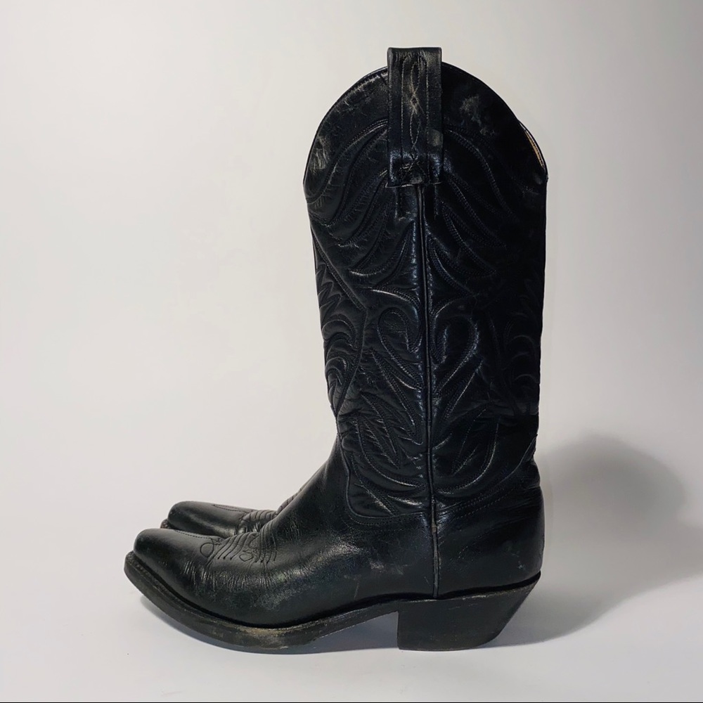Tony Mora Black Leather Cowgirl Boots 6